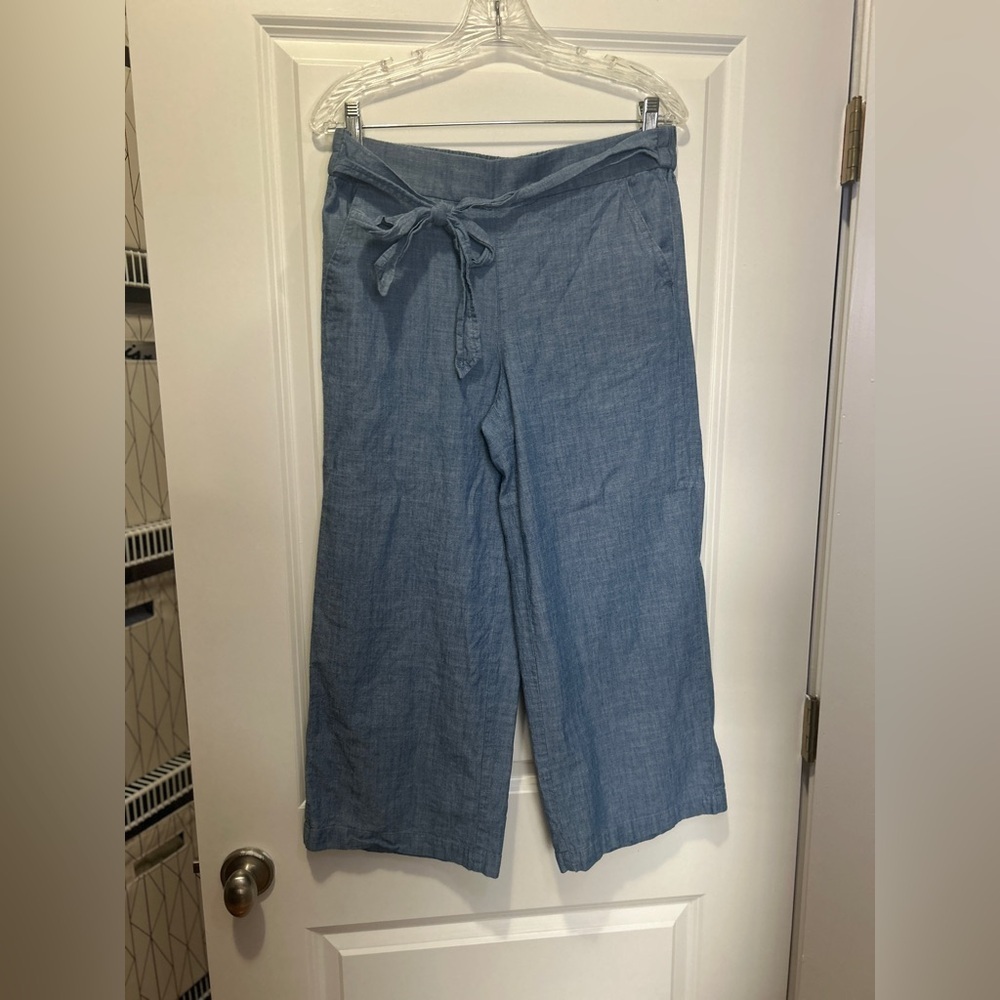 Casual Blue Wide-Leg Pants